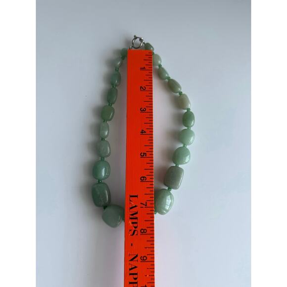 Green Aventurine Chunky Beaded Natural Stone Necklace Boho Earthy Gemstone 18" - Picture 13 of 13